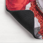 6439-Rode Roos met Rode Masquerade Masker Muismat (Hoek)