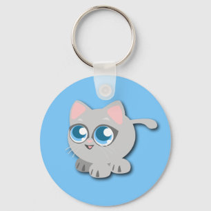 6473-baby-cat-vector CUTE BABY KITTEN CAT LIGHT PA Sleutelhanger