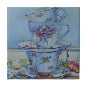 6487 Floral Teacups Tegeltje