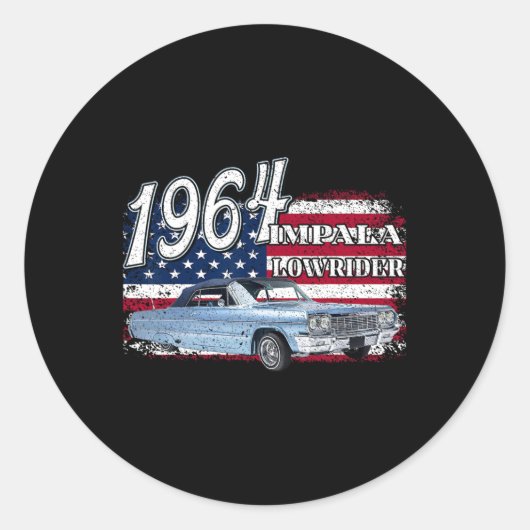 64 Impala Lowrider SS 4th of July Amerikaans Ronde Sticker (Voorkant)