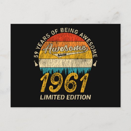64 jaar oud 1961 Retro Geweldige 64e verjaardag ca Briefkaart (Voorkant)