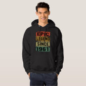 64 jaar oud Bday 1961 Epic Legend 64e verjaardag Hoodie (Voorkant volledig)