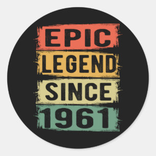 64 jaar oud Bday 1961 Epic Legend 64e verjaardag Ronde Sticker