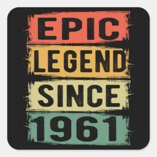 64 jaar oud Bday 1961 Epic Legend 64e verjaardag Vierkante Sticker