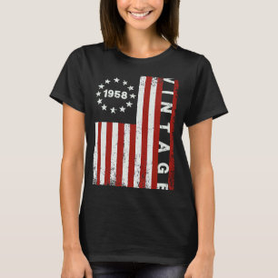 64 jaar oude Vintage 1958 Amerikaanse vlag 64e dag T-shirt