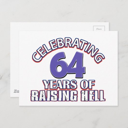 64 jarige Design Briefkaart (Voorkant / Achterkant)