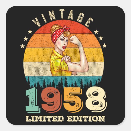 64-jarige vrouwen dag 1958  64e verjaardag vierkante sticker (Voorkant)
