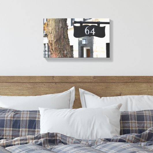 64 New York City Brownstone Upper West Side NYC Canvas Afdruk (Insitu (Slaapkamer))