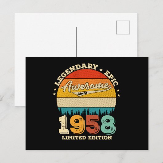 64 Year Old Awesome Since 1958 64th Birthday Gift Briefkaart (Voorkant / Achterkant)