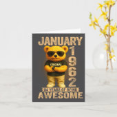 64 Year Old January 1962 Teddy Bear 64th Birthday  Kaart (Gele Bloem)