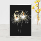 64e jaarsparklers op zwart kaart (Gele Bloem)