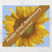 64e Jubileum Zonnebloem bewerkbaar Sparkling Wijnetiket (Enkel label)