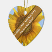 64e Jubileum Zonnebloem Hart Gevormd Keramisch Ornament (Links)