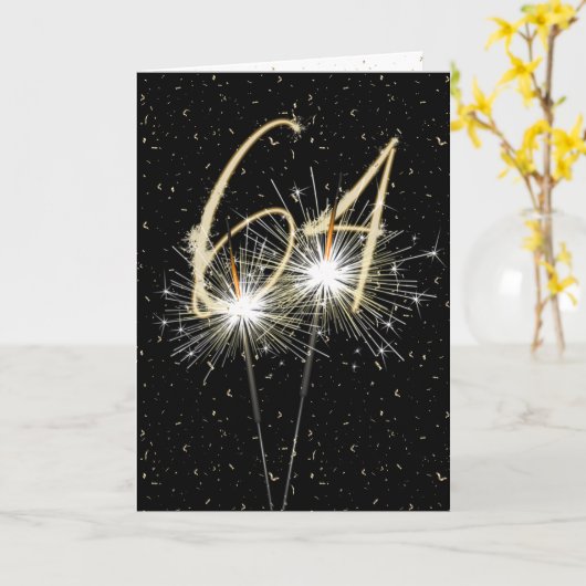 64e trouwdag-sparklers kaart (Gele Bloem)