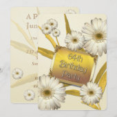 64e uitnodiging van de Birthday Party met daisies (Voorkant / Achterkant)