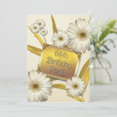 64e uitnodiging van de Birthday Party met daisies (Staand voorkant)