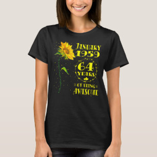 64e verjaardag 64 jaar oude zonnebloem geboren jan t-shirt
