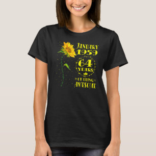 64e verjaardag 64 jaar oude zonnebloem geboren jan t-shirt