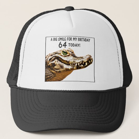 64e verjaardag Alligator Glimlach Trucker Pet (Voorkant)