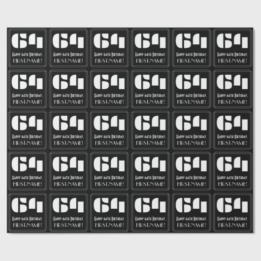 64e verjaardag: Art Deco geïnspireerd look "64" &  Cadeaupapier (Vlak)