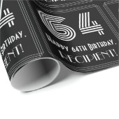 64e verjaardag: Art Deco geïnspireerd look "64" w  Cadeaupapier (Rol Hoek)