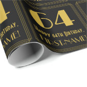64e verjaardag ~ Art Deco geïnspireerde look "64", Cadeaupapier (Rol Hoek)