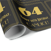 64e verjaardag - Art Deco Geïnspireerde look "64"  Cadeaupapier (Rol Hoek)