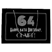 64e verjaardag — Art Deco Geïnspireerde look "64" Groot Cadeauzakje (Achterkant)