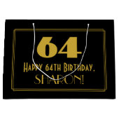 64e verjaardag — Art Deco Geïnspireerde look "64"  Groot Cadeauzakje (Voorkant)