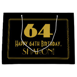 64e verjaardag — Art Deco Geïnspireerde look "64"  Groot Cadeauzakje