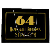 64e verjaardag — Art Deco Geïnspireerde look "64"  Groot Cadeauzakje (Achterkant)