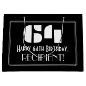 64e verjaardag ~ Art Deco geïnspireerde look "64"  Groot Cadeauzakje (Voorkant)