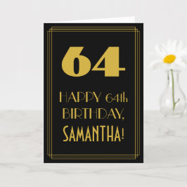 64e verjaardag ~ Art Deco geïnspireerde look "64"  Kaart