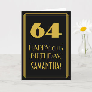 64e verjaardag ~ Art Deco geïnspireerde look "64"  Kaart
