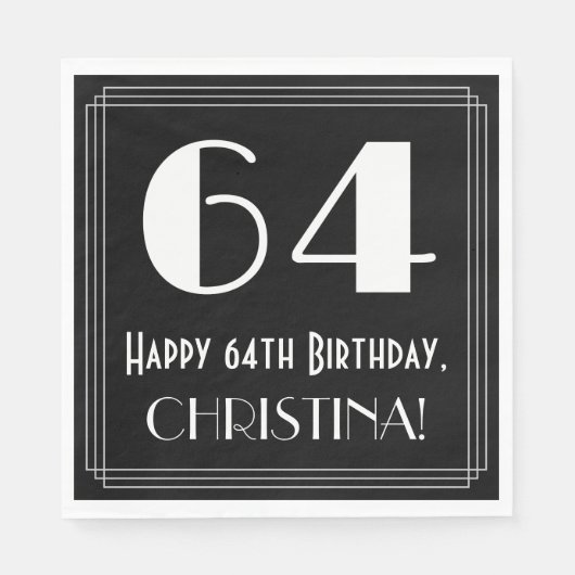 64e verjaardag ~ Art Deco geïnspireerde look "64", Servet (Voorkant)