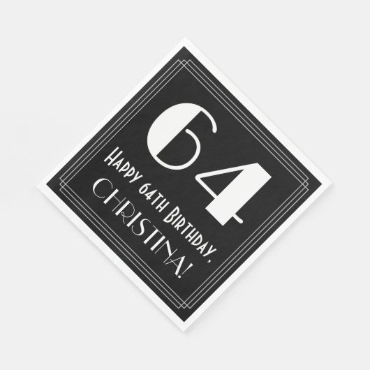 64e verjaardag ~ Art Deco geïnspireerde look "64", Servet (Hoek)