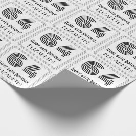 64e verjaardag: Art Deco geïnspireerde stijl "64"  Cadeaupapier