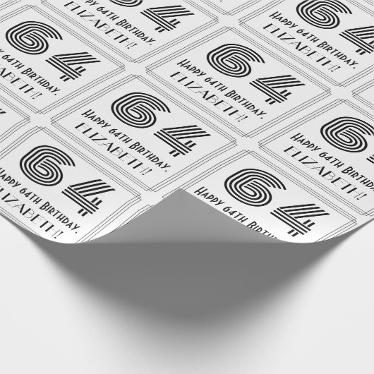 64e verjaardag: Art Deco geïnspireerde stijl "64"  Cadeaupapier (Hoek)