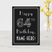 64e verjaardag: Art Deco Style # 64 & aangepaste n Kaart (Gele Bloem)