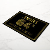 64e verjaardag — Art Deco Style "64" + Naam Folie Uitnodiging (Gedraaid)