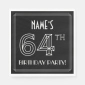 64e verjaardag: Art Deco Style + aangepaste naam Servet (Voorkant)