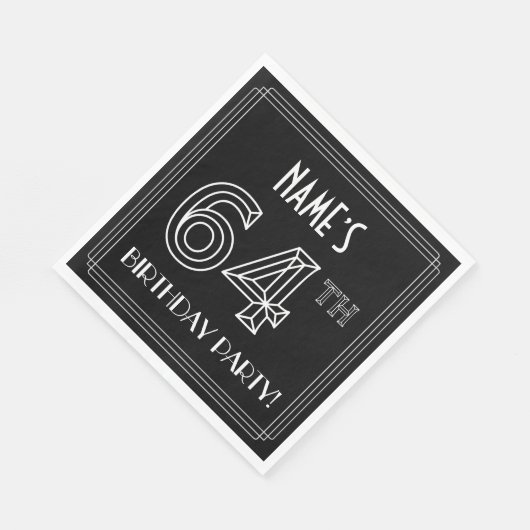 64e verjaardag: Art Deco Style + aangepaste naam Servet (Hoek)