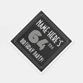 64e verjaardag: Art Deco Style + aangepaste naam Servet (Hoek)