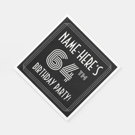 64e verjaardag: Art Deco Style + aangepaste naam Servet (Hoek)