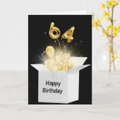 64e verjaardag ballonnen in witte doos kaart (Gele Bloem)