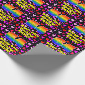 64e verjaardag: Beeldende hartenpatronen, regenboo Cadeaupapier (Hoek)