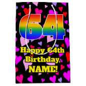 64e verjaardag: Beeldende hartenpatronen, regenboo Medium Cadeauzakje (Voorkant)