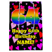 64e verjaardag: Beeldende hartenpatronen, regenboo Medium Cadeauzakje (Achterkant)