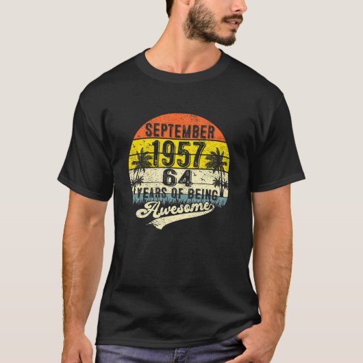 64e verjaardag cadeau 64 jaar Geweldige sinds sept T-shirt (Voorkant)