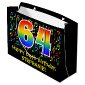 64e verjaardag - Colorful Music Symbols, Rainbow 6 Groot Cadeauzakje (Achterkant Gekanteld)